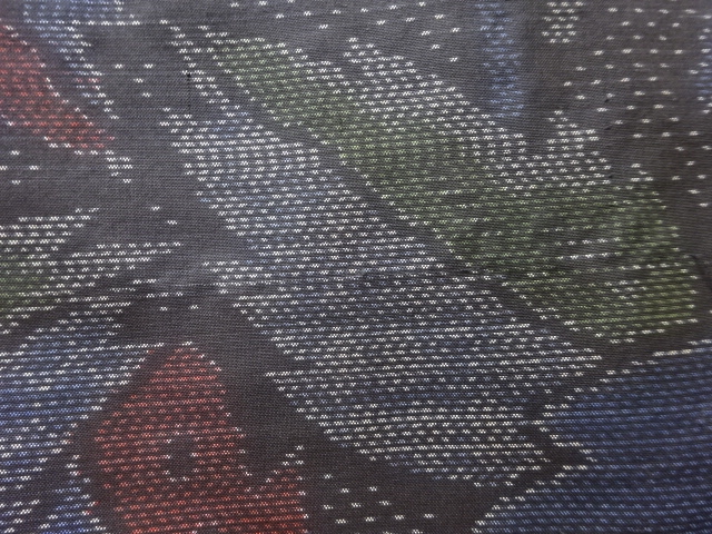 JAPANESE KIMONO / ANTIQUE KIMONO / SILK / DORO OSHIMA TSUMUGI / WOVEN LEAVES